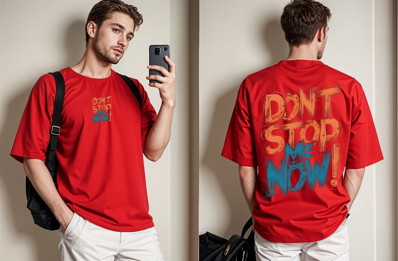 Don't Stop Me Now Printed Drop Shoulder Tees