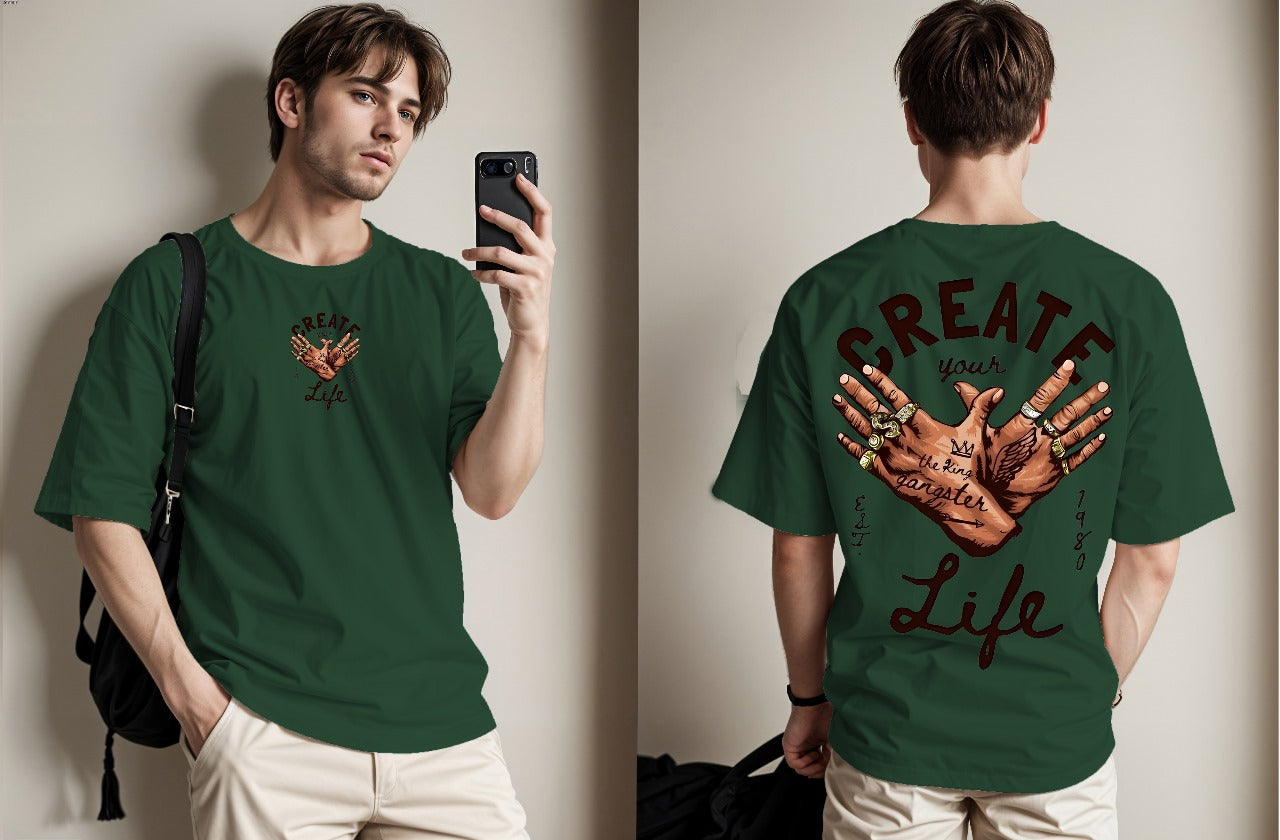 Create Your Life Printed Drop Shoulder Tees