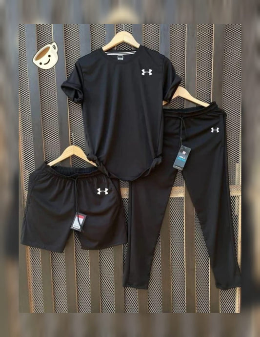 Pack Of 3 UA Printed Dri-Fit Tracksuit For Men (Black)