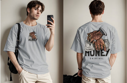 Money Printed Drop Shoulder Tees