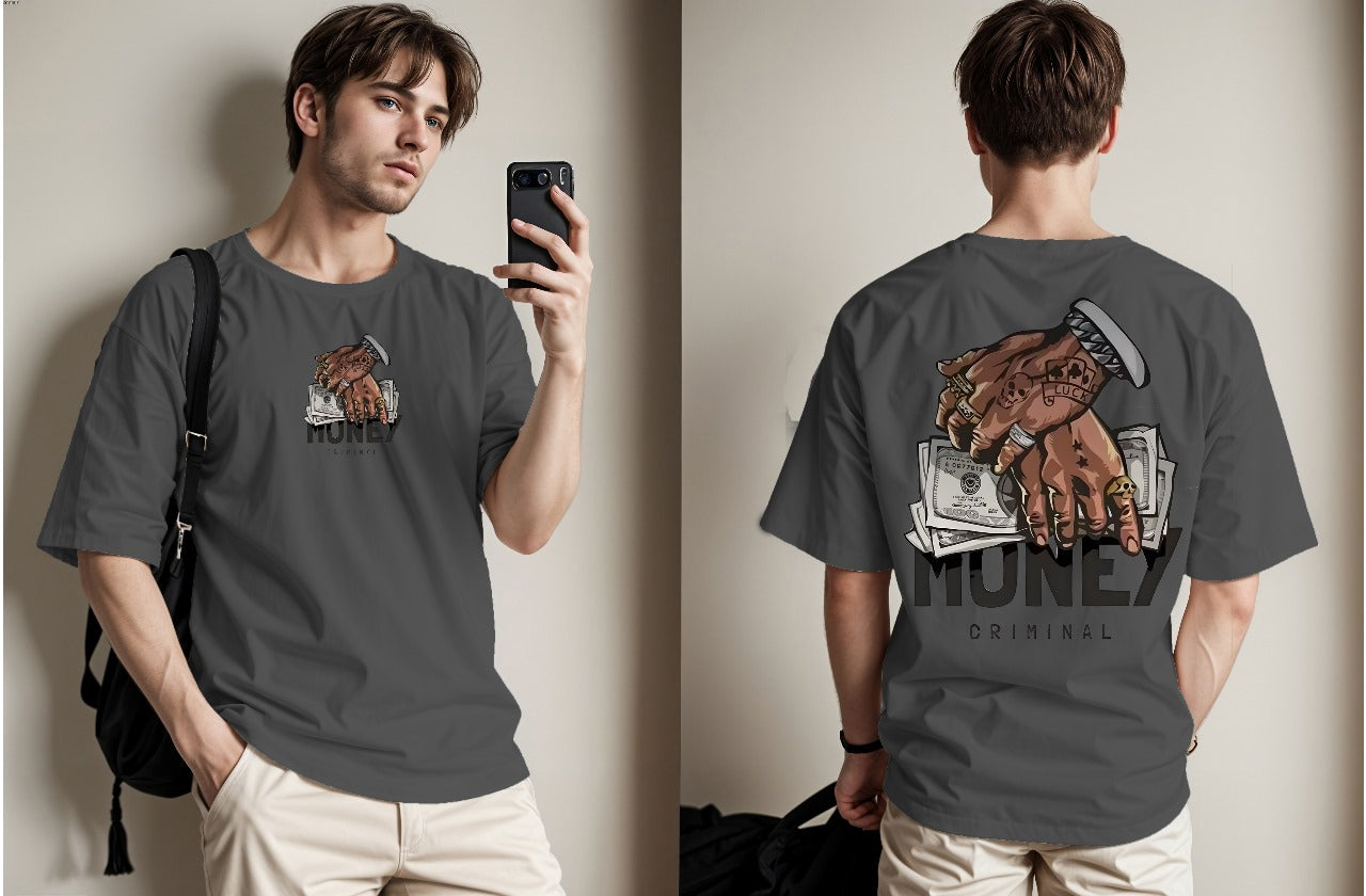 Money Printed Drop Shoulder Tees