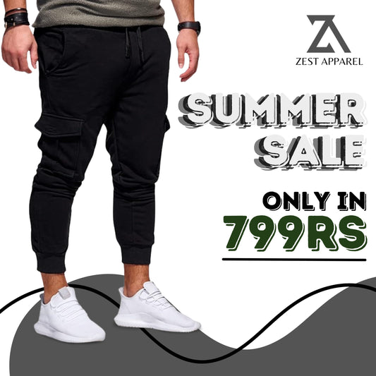 Casual Cargo Trouser For Men-Black