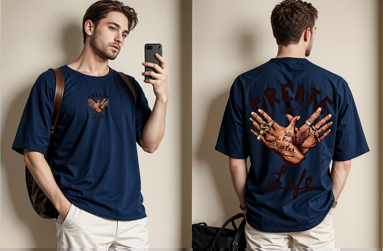 Create Your Life Printed Drop Shoulder Tees