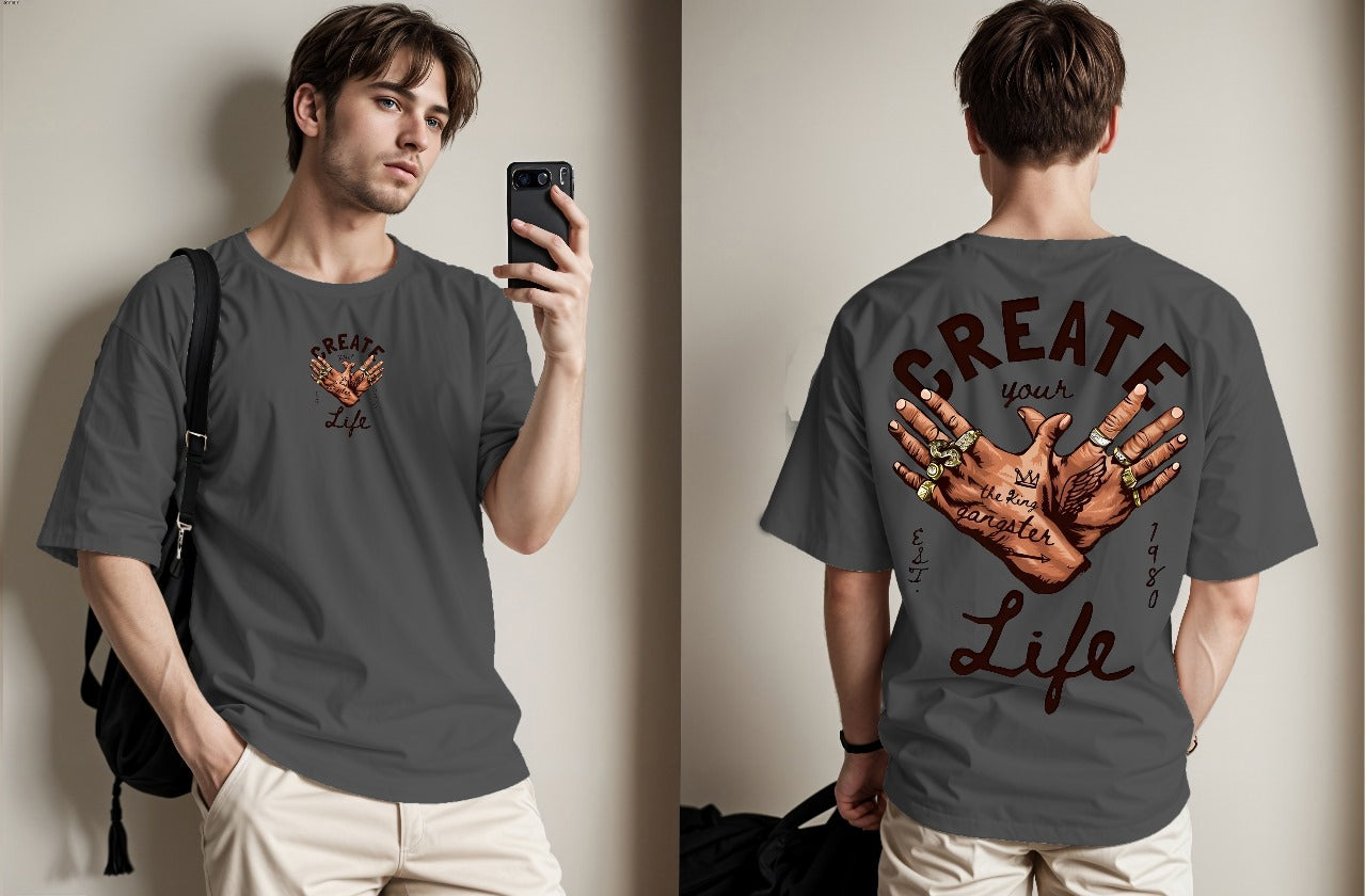Create Your Life Printed Drop Shoulder Tees