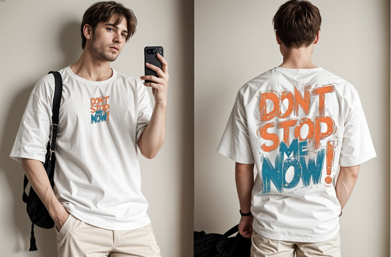 Don't Stop Me Now Printed Drop Shoulder Tees