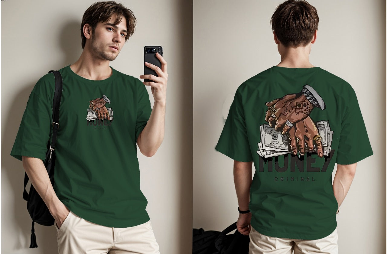 Money Printed Drop Shoulder Tees