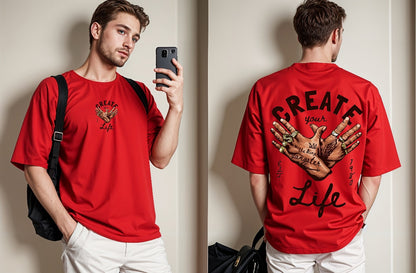 Create Your Life Printed Drop Shoulder Tees