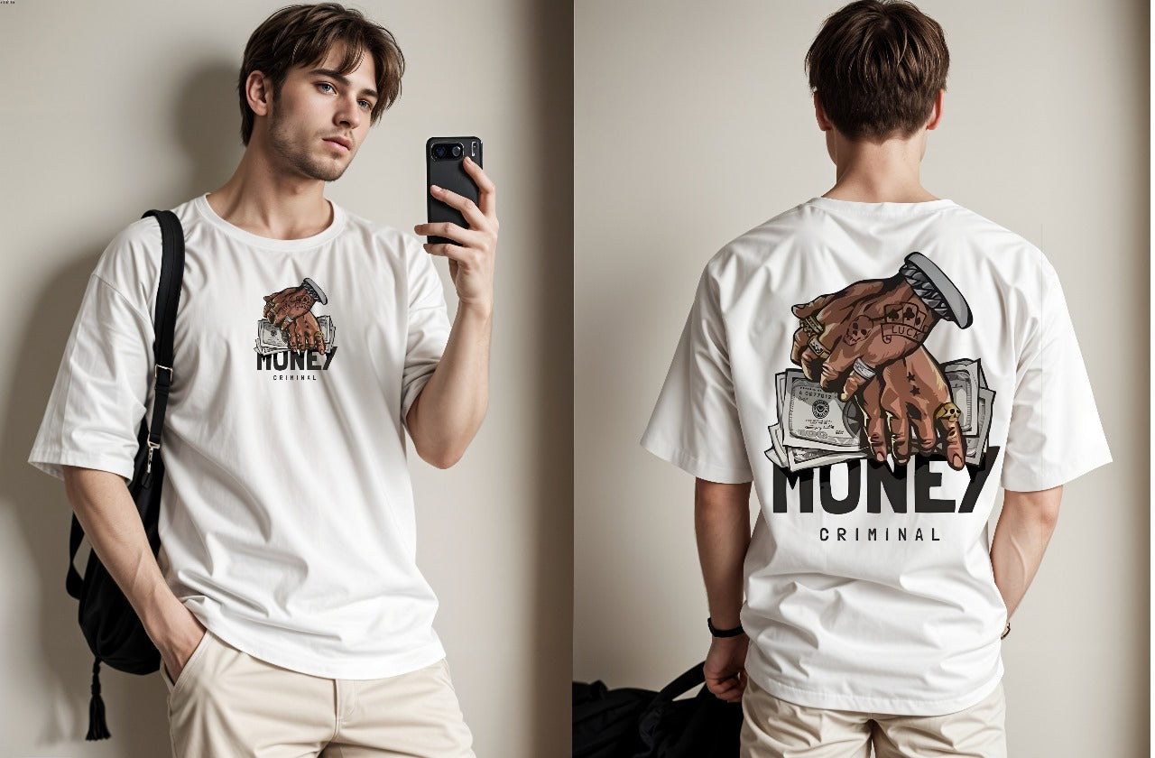 Money Printed Drop Shoulder Tees