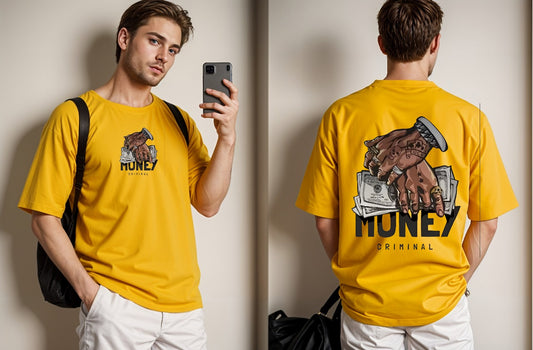 Money Printed Drop Shoulder Tees