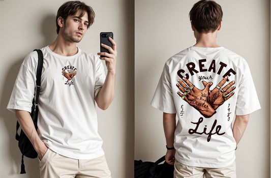Create Your Life Printed Drop Shoulder Tees