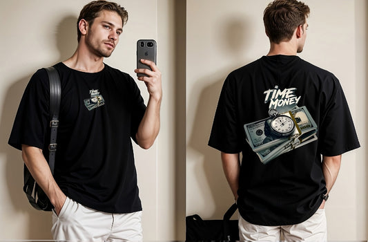 Time is Money Printed Drop Shoulder Tees