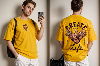 Create Your Life Printed Drop Shoulder Tees
